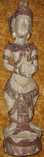 Boeddha buddha teppanom tempelwachter houtsnijwerk bladgoud, Ophalen of Verzenden
