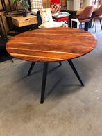 Ronde Acasia houten tafel met stalen poten - 122cm, Ophalen, ., Rond, .