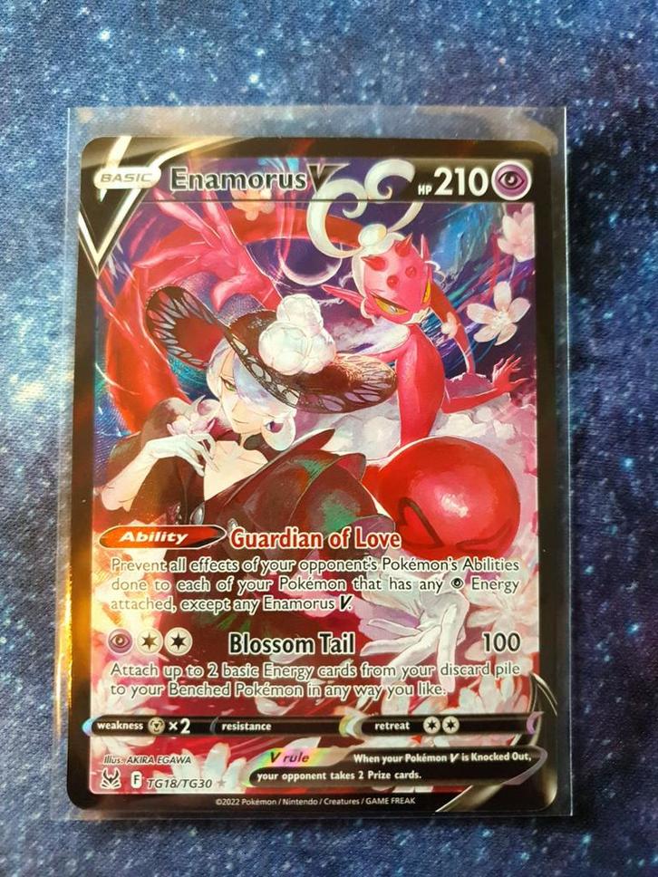 Pokémon kaart Enamorus V #TG18 Lost Origin, Hobby en Vrije tijd, Verzamelkaartspellen | Pokémon, Zo goed als nieuw, Losse kaart
