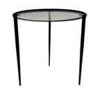 Vintage bijzettafel jaren 80 metaal en glas design, Ophalen, Gebruikt, Rond, Glas