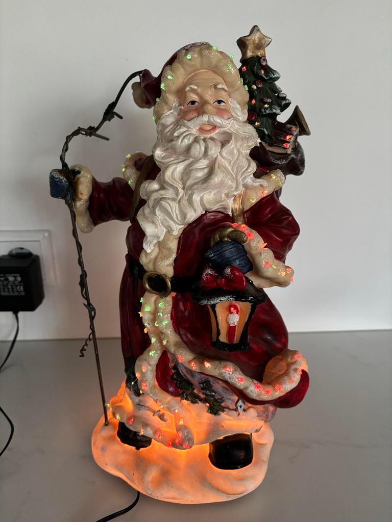 Kerstman met lichtjes vintage, Diversen, Kerst, Ophalen of Verzenden, Gebruikt