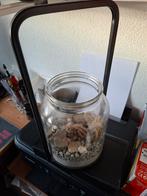 Decoratieve glazen pot met stenen en planten, Ophalen of Verzenden, Gebruikt