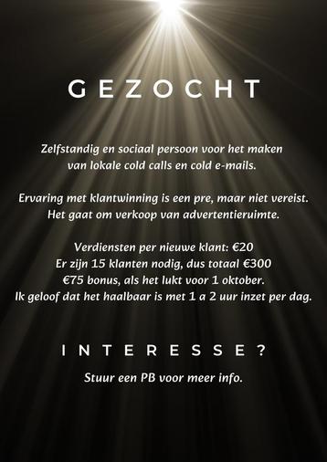 Vacature thuiswerk bijverdienen Verkooptijger gezocht beschikbaar voor biedingen