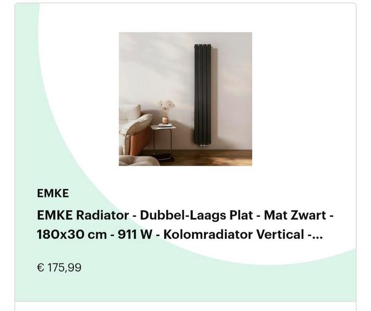 EMKE Radiator 180x30 Dubbel Staal - Nieuw!, Doe-het-zelf en Verbouw, Verwarming en Radiatoren, Nieuw, Radiator, 800 watt of meer