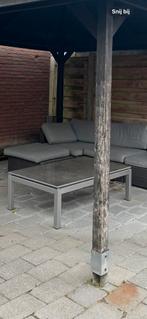 Tuin tafel met marmer tafelblad 130cm x 75cm, Ophalen, Gebruikt, Rechthoekig, Metaal