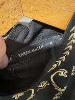Karen Millen Embroidered fine knit dress - Jurk zwart gout m, Kleding | Dames, Ophalen of Verzenden, Zo goed als nieuw, Zwart