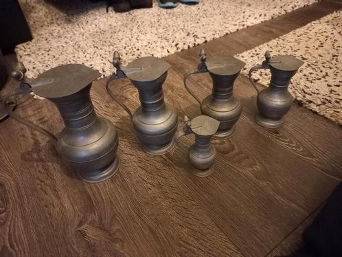 Antieke Tinnen Kannenset - 5 stuks, Antiek en Kunst, Antiek | Tin, Ophalen of Verzenden