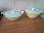 2 schalen met deksel, Goedewaagen Gouda, matgeel, Ophalen of Verzenden, Gebruikt, Overige stijlen, Schaal of Schalen