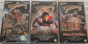 Christopher Reeve Superman 1,2 & 3 Trilogy VHS Actie/Scifi beschikbaar voor biedingen