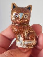 Vintage 1980 cloissonne koperen poes kat, Antiek en Kunst, Ophalen of Verzenden