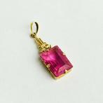 Vintage gouden hanger met toermalijn 14 karaat bedel goud, Ophalen of Verzenden, Zo goed als nieuw, Met edelsteen, Goud
