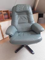 Groen lederen draai relax fauteuil bezorging is mogelijk, Ophalen of Verzenden, Zo goed als nieuw, 75 tot 100 cm, 50 tot 75 cm