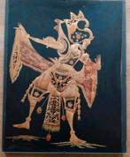 Vintage schilderij indonesische vrouw van ingelegd rijststro, Ophalen of Verzenden