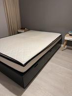 IKEA Nordli bed 140x200 zwart, incl. matras en topper, Ophalen, Zwart, Tweepersoons, 140 cm