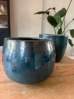 Mooie blauwe bloempotten, Tuin en Terras, Bloempotten, Ophalen, Rond, Tuin, Zo goed als nieuw