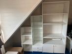 Witte Boekenkast met Glazen Planken, Huis en Inrichting, Kasten | Boekenkasten, Ophalen, Gebruikt, 200 cm of meer, 150 tot 200 cm