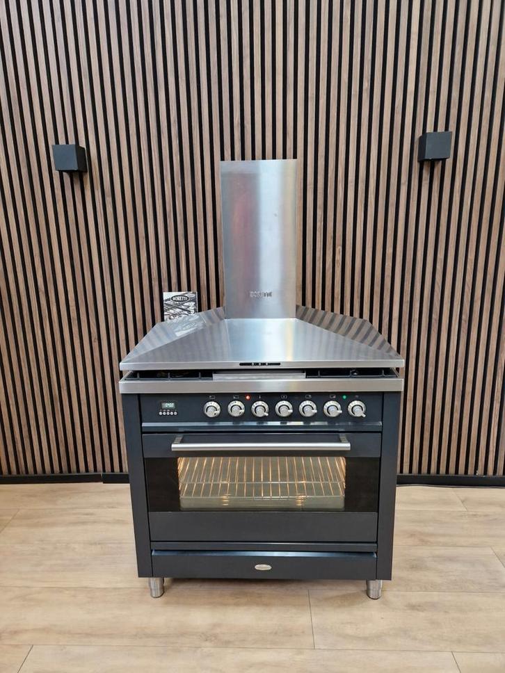 Luxe Antraciet Boretti Fornuis incl Afzuigkap Gratis bezorgt, Witgoed en Apparatuur, Fornuizen, Zo goed als nieuw, Vrijstaand