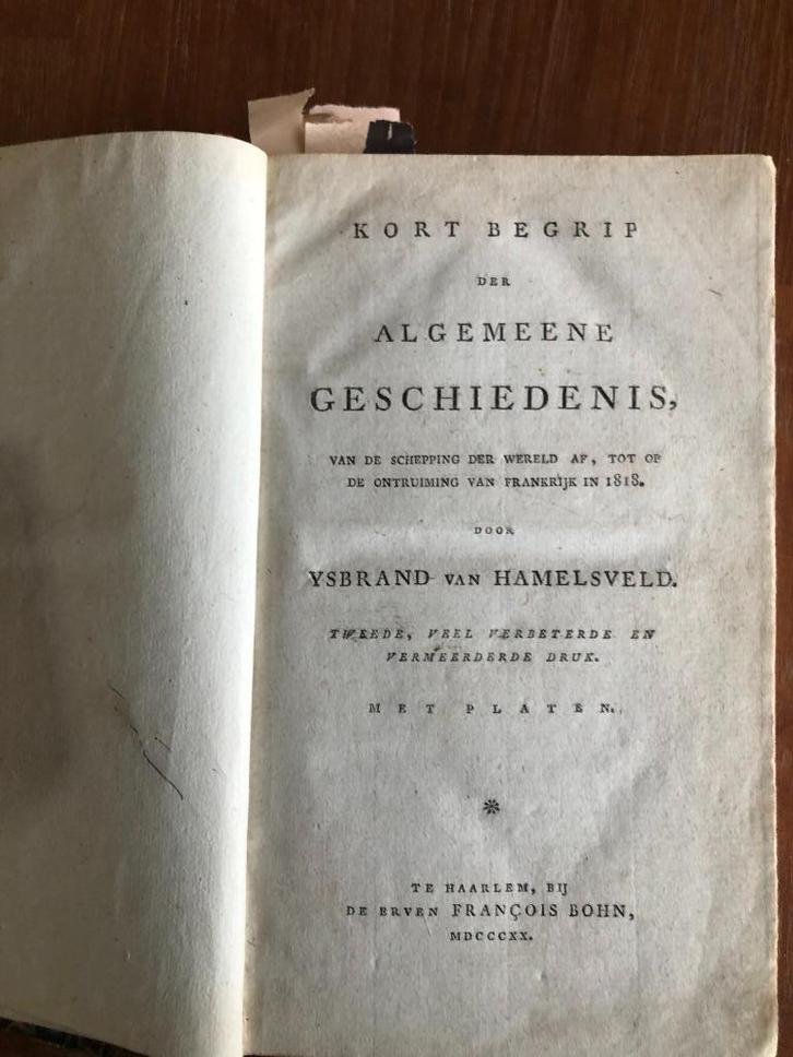 1820 Ysbrand van Hamelsveld: Kort begrip der alg. geschiede-, Antiek en Kunst, Antiek | Boeken en Bijbels, Ophalen of Verzenden