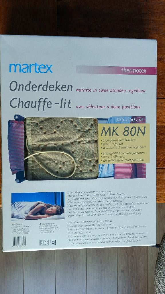 onderdeken warmte in 2 standen regelbaar. voor de rug ., Eenpersoons, Wit, Nieuw, Ophalen of Verzenden