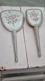 Vintage ronantische spiegel en borstel, Ophalen of Verzenden