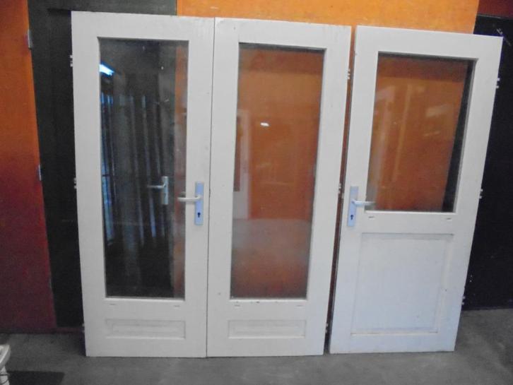 Tuindeuren + bijpassende enkele deur (nr. AL1125A), Doe-het-zelf en Verbouw, Deuren en Horren, Zo goed als nieuw, Buitendeur, 200 tot 215 cm