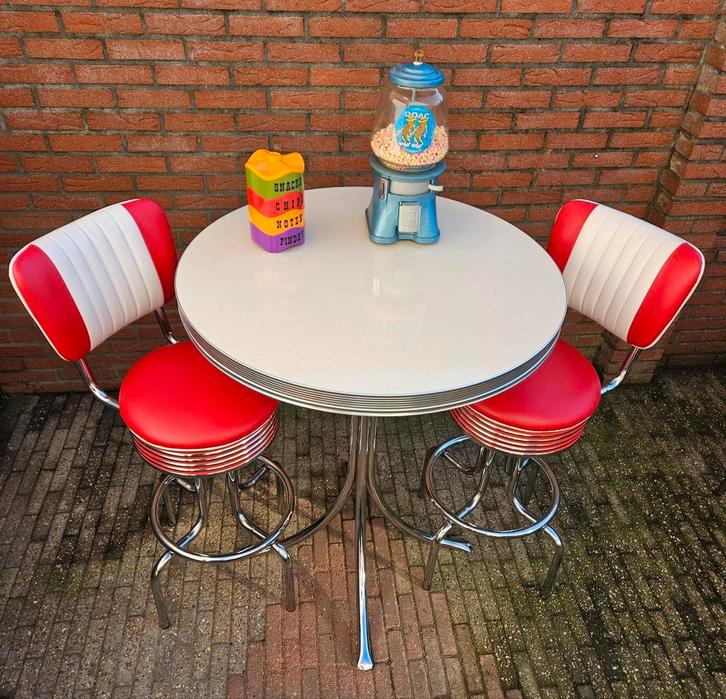 FIFTIES SIXTIES AMERIKAANSE BEL AIR BARKRUKKEN MET BARTAFEL, Huis en Inrichting, Barkrukken, Zo goed als nieuw, Ophalen