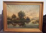 Oud hollands landschap schilderij f.J. van Rossum du Chattel, Antiek en Kunst, Kunst | Schilderijen | Klassiek, Ophalen