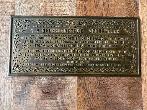 Oud N.V. Nederlandsche Spoorwegen wandbordje, Antiek en Kunst, Antiek | Wandborden en Tegels, Ophalen of Verzenden