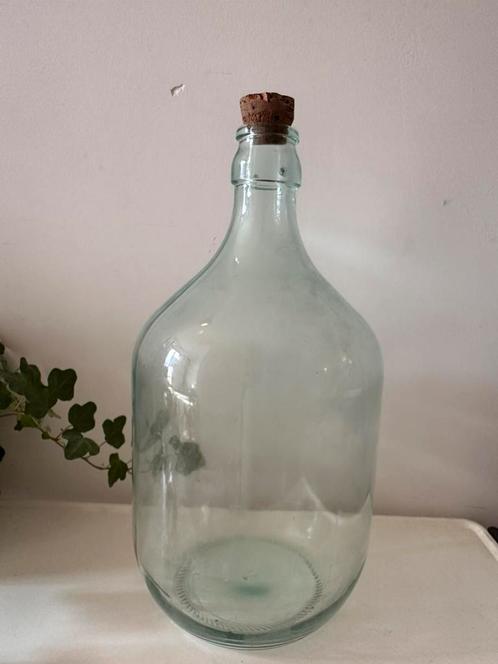 Vintage flesvaas lichtgroen met kurk, Antiek en Kunst, Antiek | Vazen, Ophalen of Verzenden