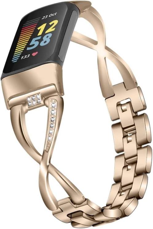 Spotprijs! Nieuwe luxe armband voor Fitbit 5, Sieraden, Tassen en Uiterlijk, Sporthorloges, Nieuw, Android, Geel, Ophalen of Verzenden