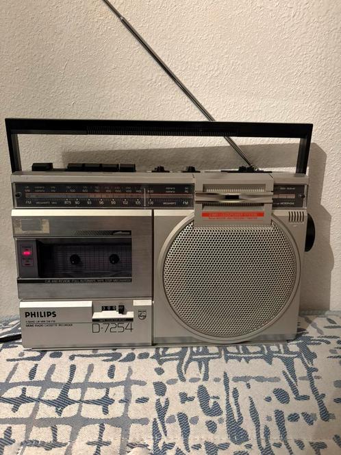 Vintage Philips D-7254 radio cassette, Audio, Tv en Foto, Cassettedecks, Philips, Ophalen of Verzenden