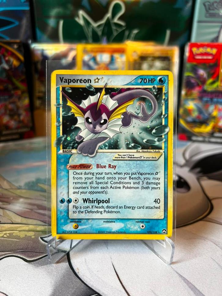 Vaporeon #102 Gold Star Pokemon Kaart, Hobby en Vrije tijd, Verzamelkaartspellen | Pokémon, Zo goed als nieuw, Losse kaart, Foil