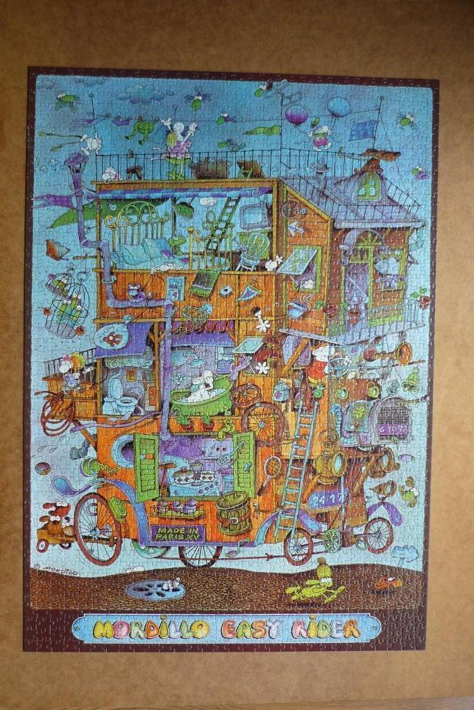 Oude Heye puzzel Mordillo '' EASY RIDER '' + Poster 1500 st., Hobby en Vrije tijd, Denksport en Puzzels, Gebruikt, Legpuzzel, 500 t/m 1500 stukjes