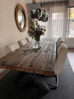 ROBUUSTE UNIEKE EIKEN TAFEL, DRESDEN, 290 x 98x6 cm., Huis en Inrichting, Tafels | Eettafels, Ophalen, Gebruikt, 200 cm of meer