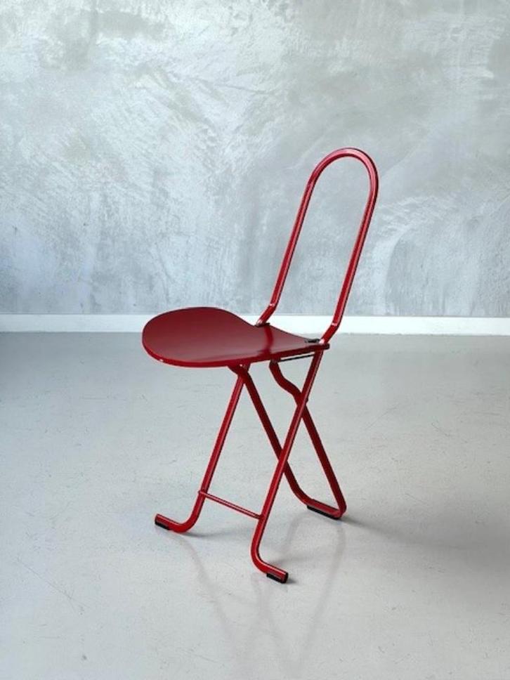 Dafne Paperclip stoel Gastone Rinaldi vintage klapstoel, Huis en Inrichting, Stoelen, Gebruikt, Eén, Hout, Metaal, Rood, Ophalen of Verzenden