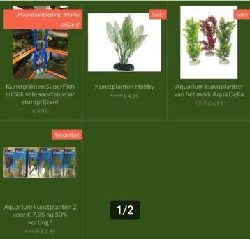 Actie: Aquarium of decoratie kunstplanten beschikbaar voor biedingen
