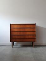 Vintage Deense ladekast in teak, breed!, Huis en Inrichting, Ophalen, 5 laden of meer, 50 tot 100 cm, Zo goed als nieuw