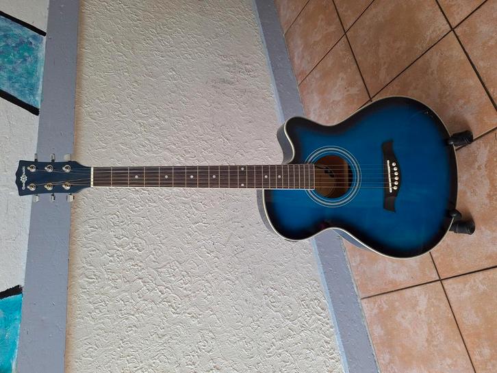 Elektro-akoestische Gitaar Blauw, Muziek en Instrumenten, Snaarinstrumenten | Gitaren | Akoestisch, Gebruikt, Western- of Steelstringgitaar