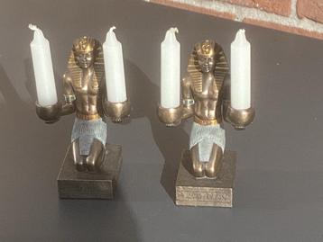 2 Egyptische Beeldjes / Kandelaars - 25 cm beschikbaar voor biedingen
