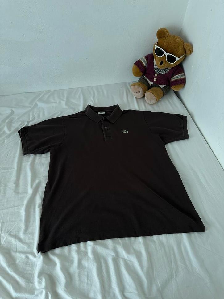 Vintage Lacoste poloshirt, Kleding | Heren, Polo's, Zo goed als nieuw, Maat 52/54 (L), Bruin, Ophalen of Verzenden