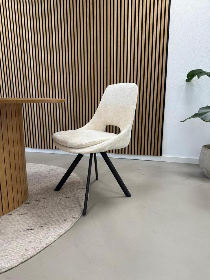 6x Kick eetkamerstoel Lena creme, Huis en Inrichting, Stoelen, Nieuw, Vijf, Zes of meer stoelen, Stof, Wit, Ophalen of Verzenden