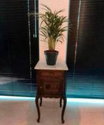 Antiek eiken nachtkastje met geslepen marmeren blad, Ophalen of Verzenden, Zo goed als nieuw, Minder dan 45 cm, 70 cm of meer