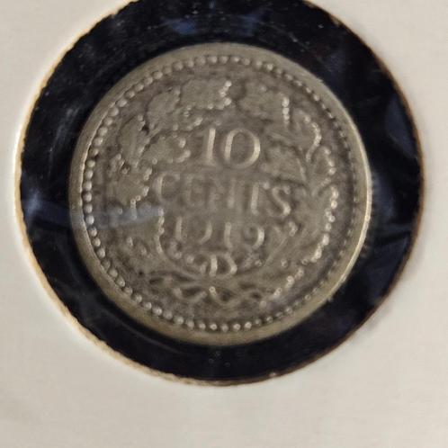 Dubbeltje zilver 1919, Postzegels en Munten, Munten | Nederland, Losse munt, 10 cent, Koningin Wilhelmina, Zilver, Ophalen of Verzenden