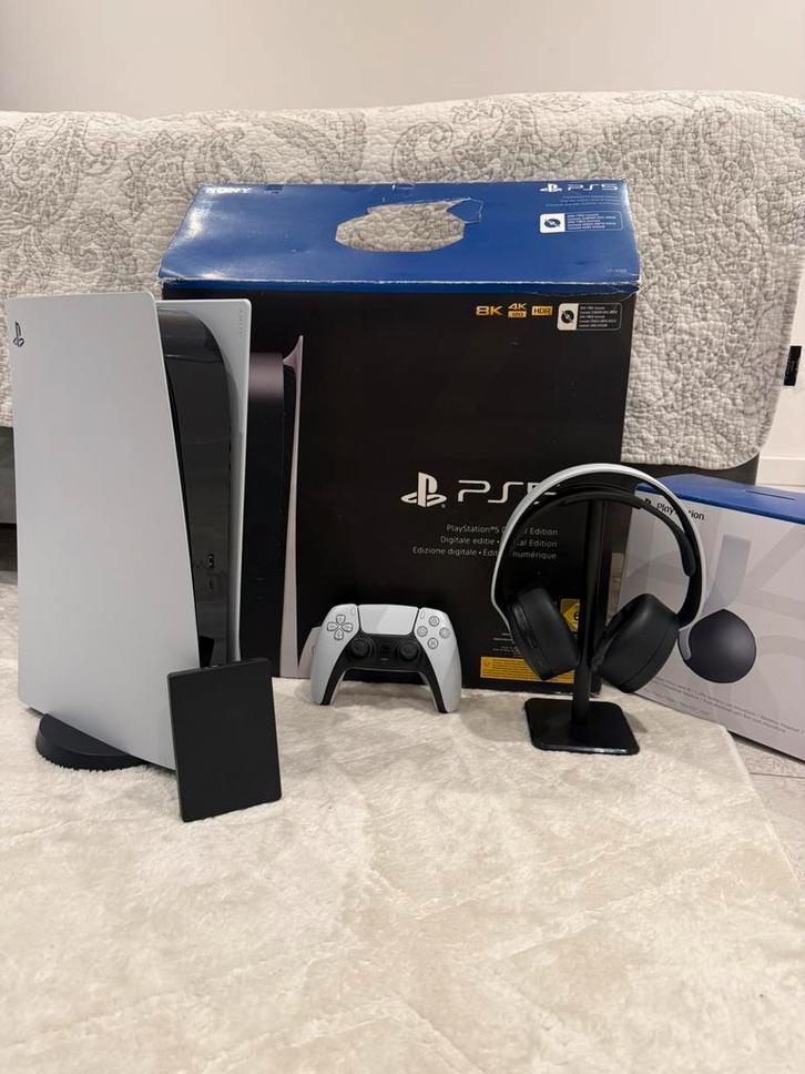 PS5 Digital 1TB + Controller + Pulse 3D Headset + SSD Seagat, Spelcomputers en Games, Spelcomputers | Sony PlayStation 5, Zo goed als nieuw