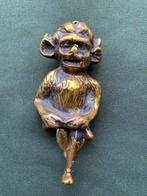 Vintage Messing Deurklopper - Duivel, Brons, Gebruikt, Ophalen of Verzenden, Goud