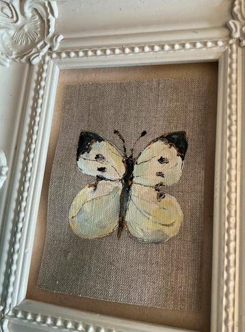Vlinder ~ papillon ~ kleintje linnen kunst ~ atelier beschikbaar voor biedingen