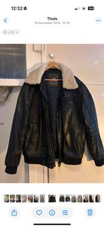 Zwarte leren jas met bontkraag - Vanguard, Ophalen of Verzenden, Zo goed als nieuw, Maat 46/48 (XL) of groter, Zwart
