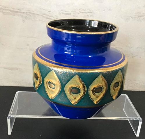 Vintage Kobalt Blauwe Vaas Germany 158-15., Antiek en Kunst, Antiek | Keramiek en Aardewerk, Ophalen of Verzenden