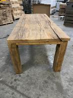 Oud eiken tafel gebinten tafel met onderstel 230x95cm, Ophalen, Vijf personen of meer, Rechthoekig, 50 tot 100 cm