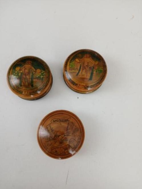 3 leuke, kleine, ronde houten doosjes,(adv.301), Huis en Inrichting, Woonaccessoires | Overige, Zo goed als nieuw, Ophalen of Verzenden
